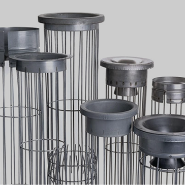Metal support cages for filter bags